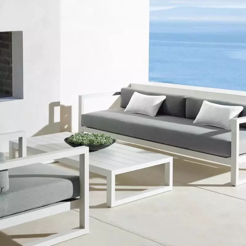 Outdoor sofa courtyard double aluminum alloy seat combination coffee table balcony garden outdoor leisure waterproof furniture
