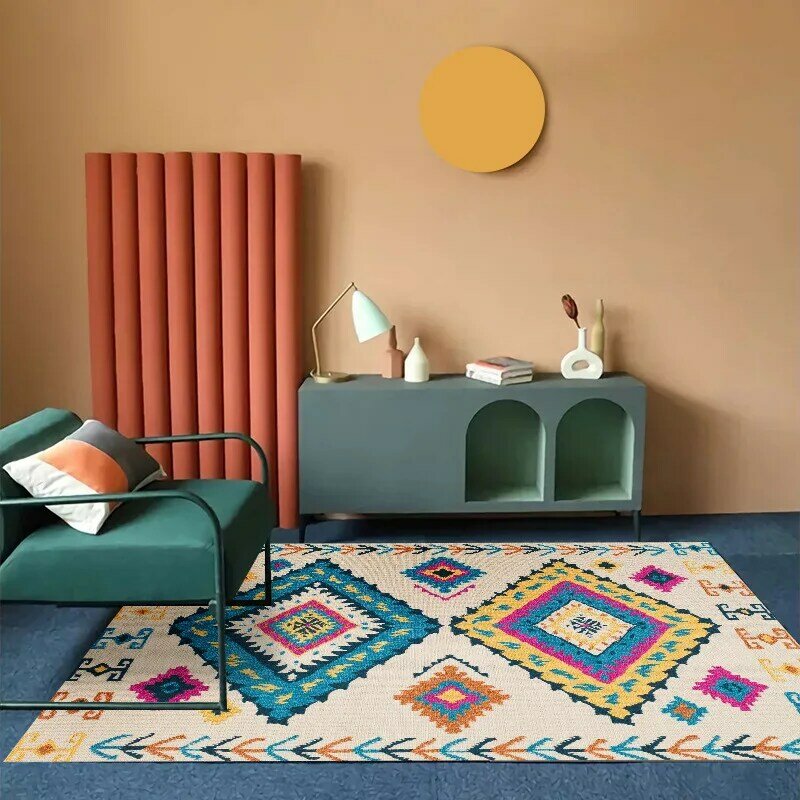 Богемный ковер для гостиной, дивана в этническом стиле, ковер для спальни, марокканские большие коврики, нескользящий коврик для крыльца, может быть изготовлен по индивидуальному размеру