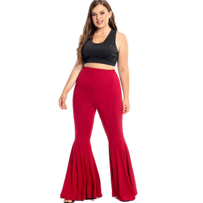 Женские расклешенные леггинсы Babbytoro, свободные брюки из модала и хлопка с широкими штанинами, размеры 5XL, 4XL, 3XL, L, черные, красные