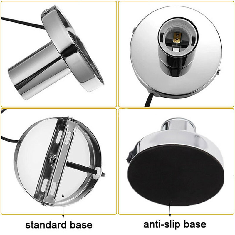 Base de lâmpada de mesa de metal antiderrapante, suporte com interruptor ligado e desligado, base de parafuso para lâmpada de mesa, UE, AU, BS, US Plug, cabo 180cm, E27, E26