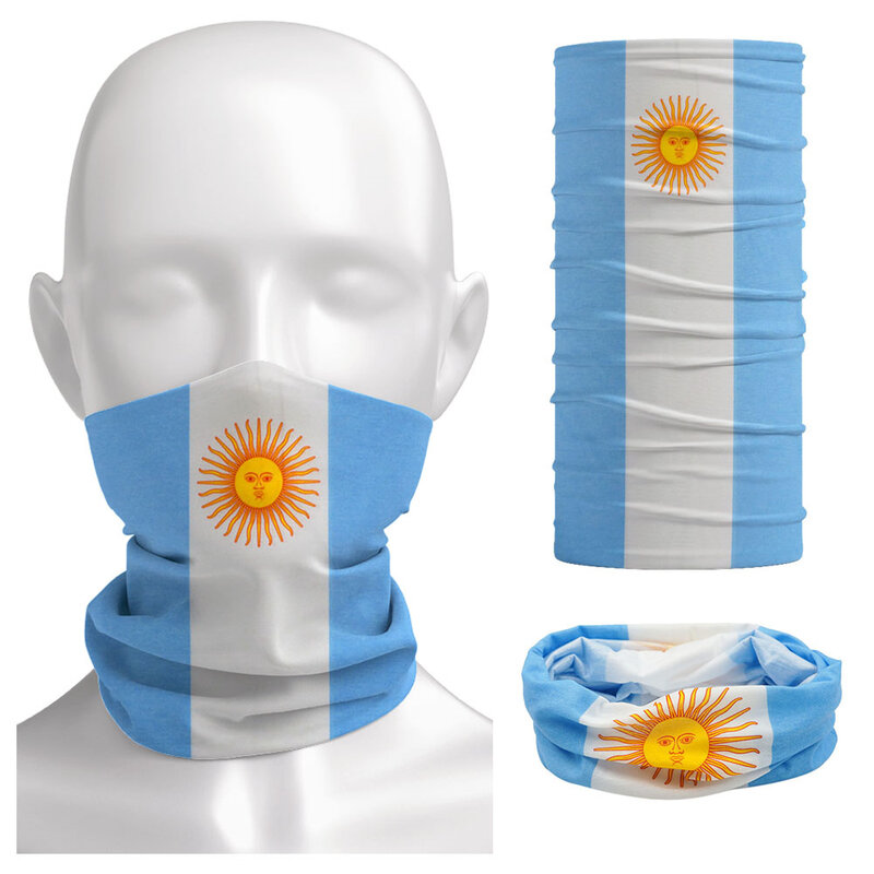 Summer Breathable Argentina Flag Bandana Seamless Face Shield for Worldwide Football Fans Outdoor Sports Headband Neck Gaiter