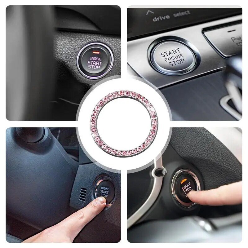 Start Engine Button Cover Bling Adhesive Ring Decorative Car Ignition Button Cover Car Interior Supplies Bling Decoration For