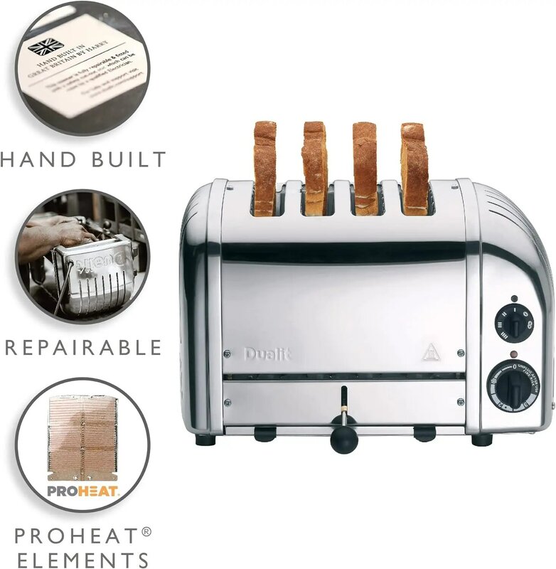 Klassischer newgen toaster, 4-scheiben, chrom