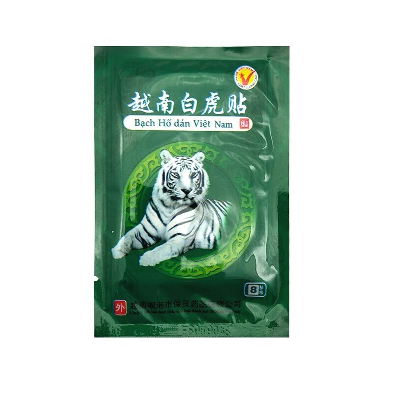 Parche de tigre blanco de Vietnam para el tratamiento del cuello, hombros, lumbares, espalda, tensión muscular Lumbar y parches de masaje, 8 unids/lote por bolsa