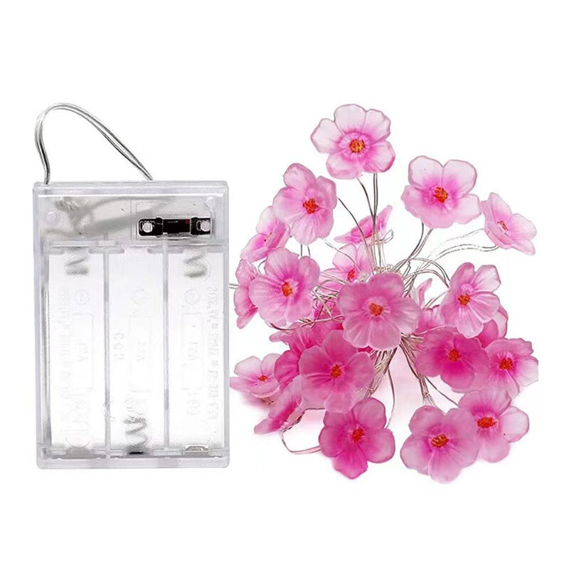 1 buah 1-3m tali lampu LED bunga sakura daya baterai lentera dekorasi pesta dekorasi ulang tahun