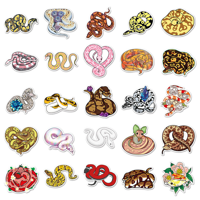 10/50 buah stiker kartun lucu hewan ular stiker bervariasi untuk anak-anak koper perjalanan Laptop telepon Notebook dekorasi stiker grafiti