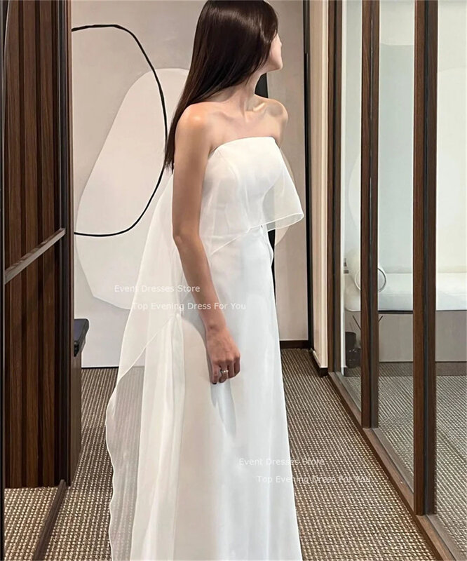 LISM Simple Mermaid Wedding Dresses Korea Bride Dress Floor Length Photos Shoot Formal Party Dress Plain Stretch Wedding Gowns