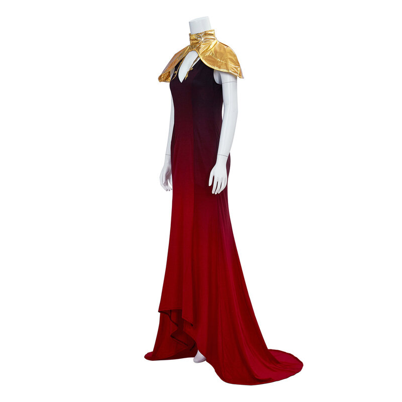 Adult Carmilla Cosplay Halloween Dress Gold Shawl Costume Vampire Queen Gothic Medieval Red Halloween Dress