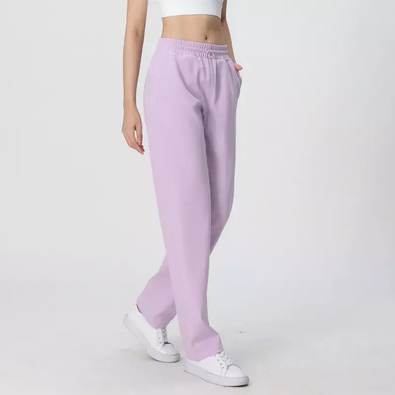 Pantalones de Yoga para mujer, Pantalón deportivo de algodón, Adelgazante y transpirable, pierna recta, pierna ancha, color negro