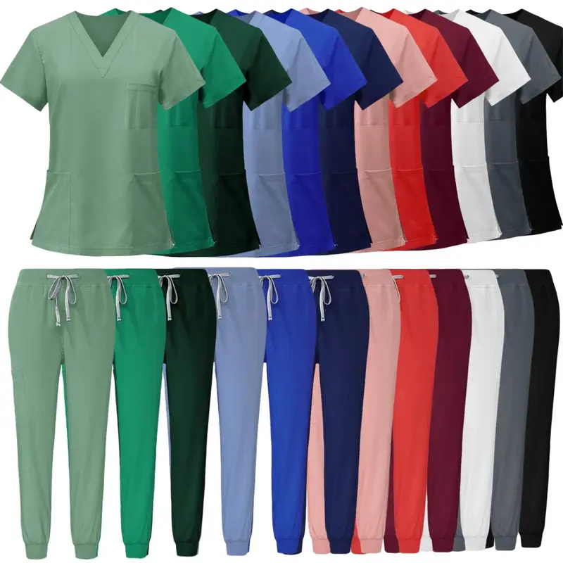Enfermeira de tecido macio esfrega conjunto para mulheres, anti-rugas, lavável, uniforme hospitalar, esfrega médico, corredor, venda quente