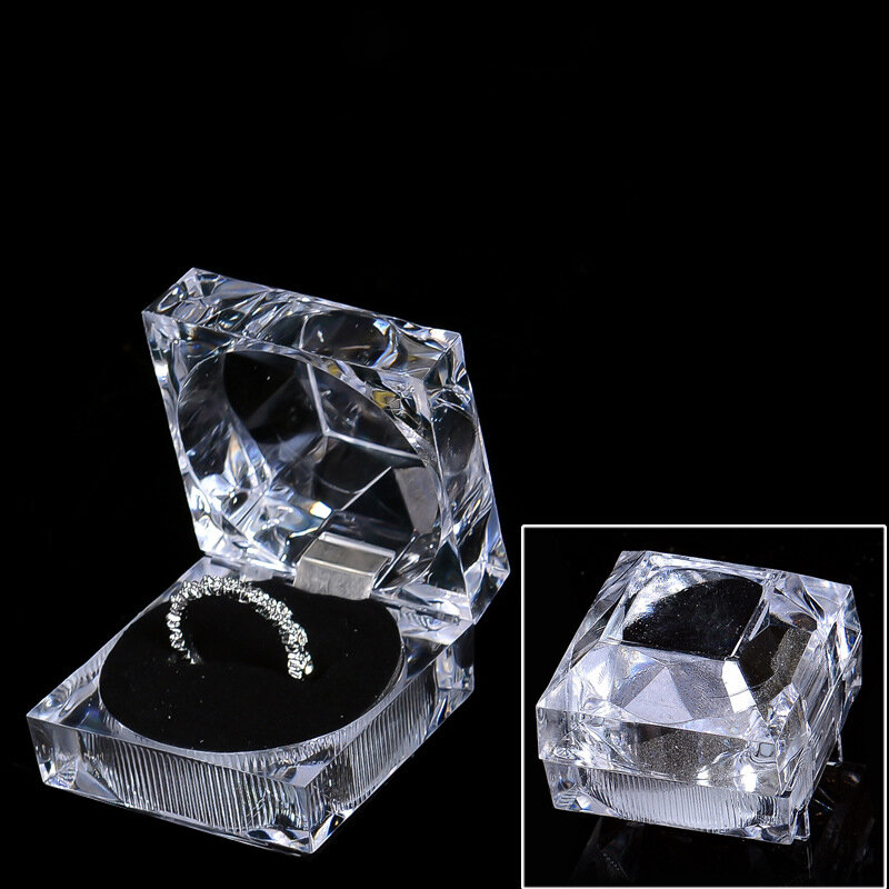 Caixa clara do pacote para a coleção de embalagem de jóias transparente acrílico cristal anel de armazenamento caixa de exibição organizador de armazenamento casos