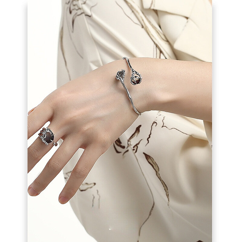 Vintage Fashion Personality Dark Bracelet Unisex Silver Color Open Bracelet Banquet Jewelry Accessories Gift
