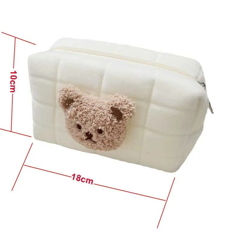 Cute Bear-neceser de algodón reutilizable para bebé, bolsa de cosméticos de maquillaje, bolsa portátil para pañales, organizador de artículos para bebé