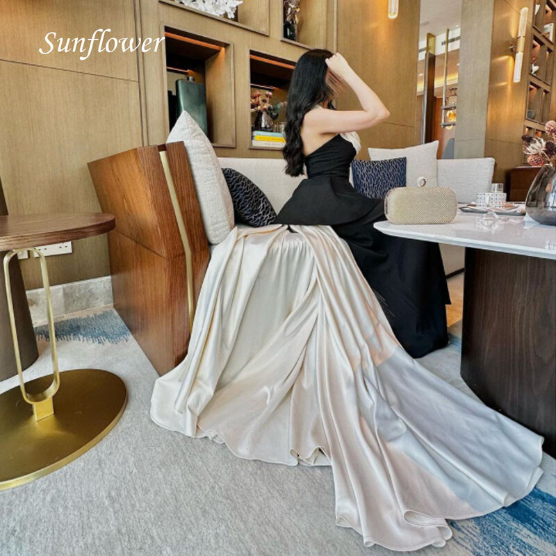 Słonecznikowa prosta suknia wieczorowa syrenka suknie na bal maturalny Halter do podłogi marszczona satynowa sukienka imprezowa 2023 Sweep Train High-end niestandardowa