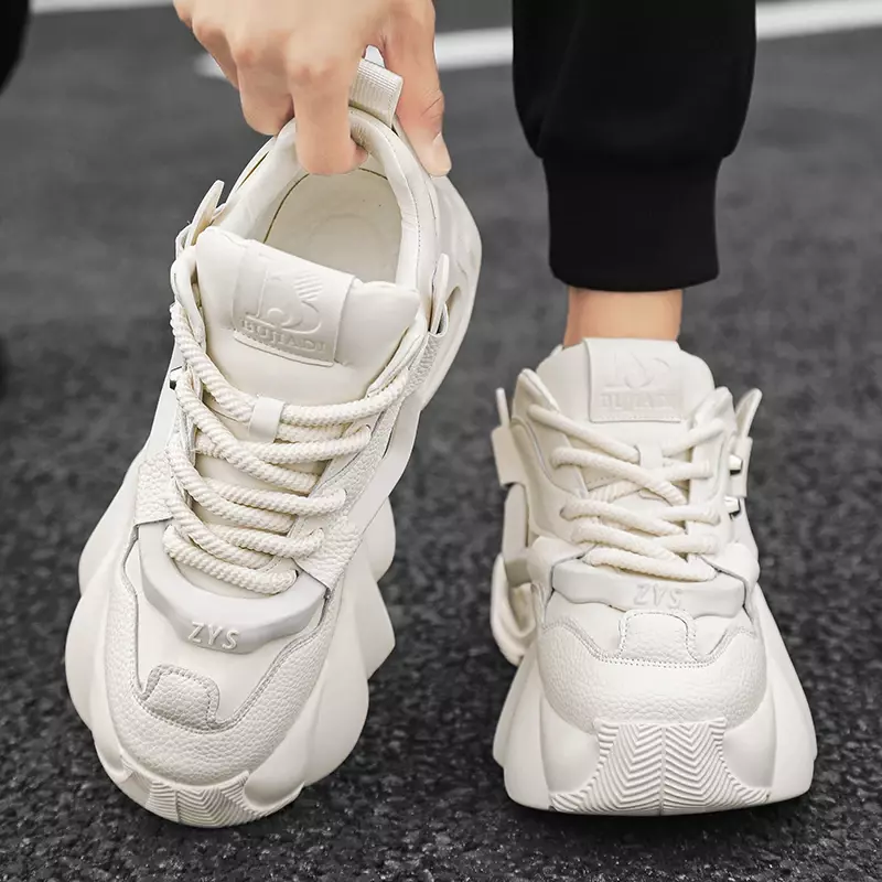2024 Chunky Sneakers uomo inverno caldo scarpe da neve moda Casual in pelle microfibra superiore aumentato scarpe sportive piattaforma interna