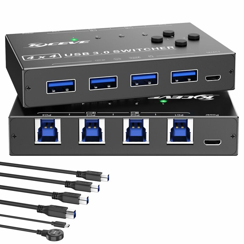 GrowShare-Sélecteur de commutateur USB 3.0, 4 ports USB 3.0, commutateur 3.0 pour clavier et souris, compatible avec Mac, Windows, Linux