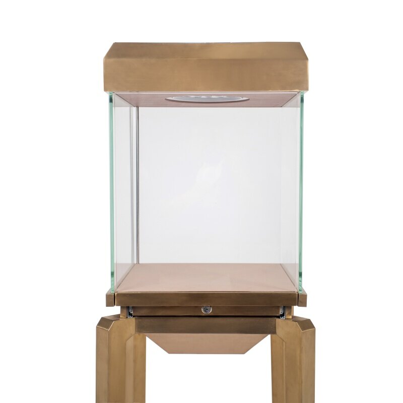 Customized product、Bespoke Single Jewelry Stand Glass Display Showcase Tempered Glass Standing Wooden Jewelry Cabinet