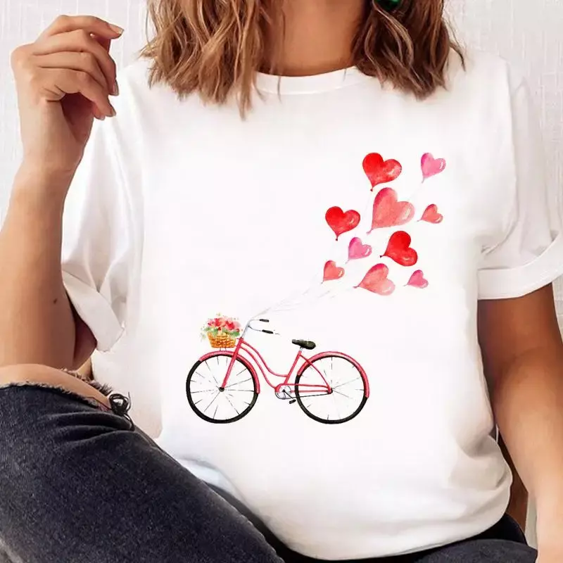 T-shirt à manches courtes imprimé floral pour femme, haut graphique pour femme, dessin animé, vêtements réguliers, mode décontractée, drôle