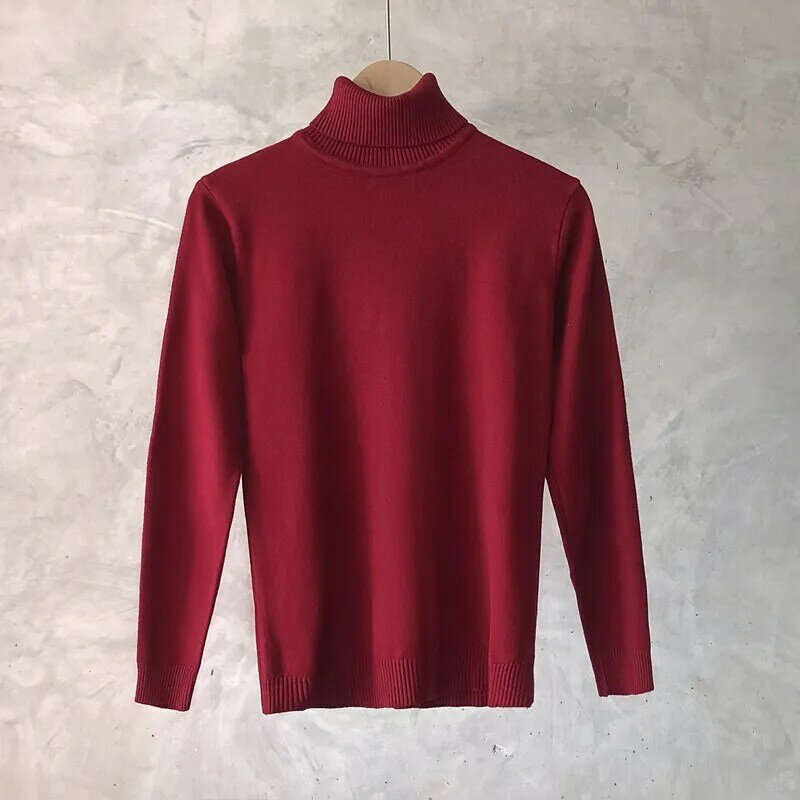 2024 męskie jesienno-zimowe nowe półgolf swetry męskie bluzy z dzianiny z długim rękawem męskie jednolity kolor swetry na co dzień I758