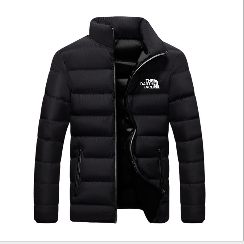 Jaqueta acolchoada com zíper gola Stand masculino, jaqueta Parker de inverno, moda masculina