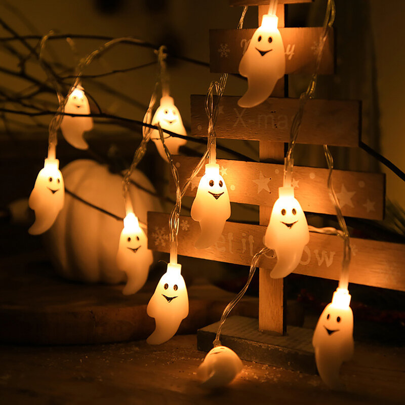 Luces decorativas navideñas para Halloween, cadena de luz alimentada por batería USB, luces de ambiente festivo para boda