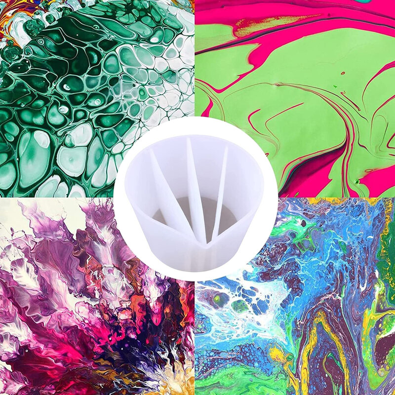 Split Cup For Paint Pouring Silicone Split Cups For Resin Paint Pouring Multi-channel Paint Pour Split Dividers Painting DIY