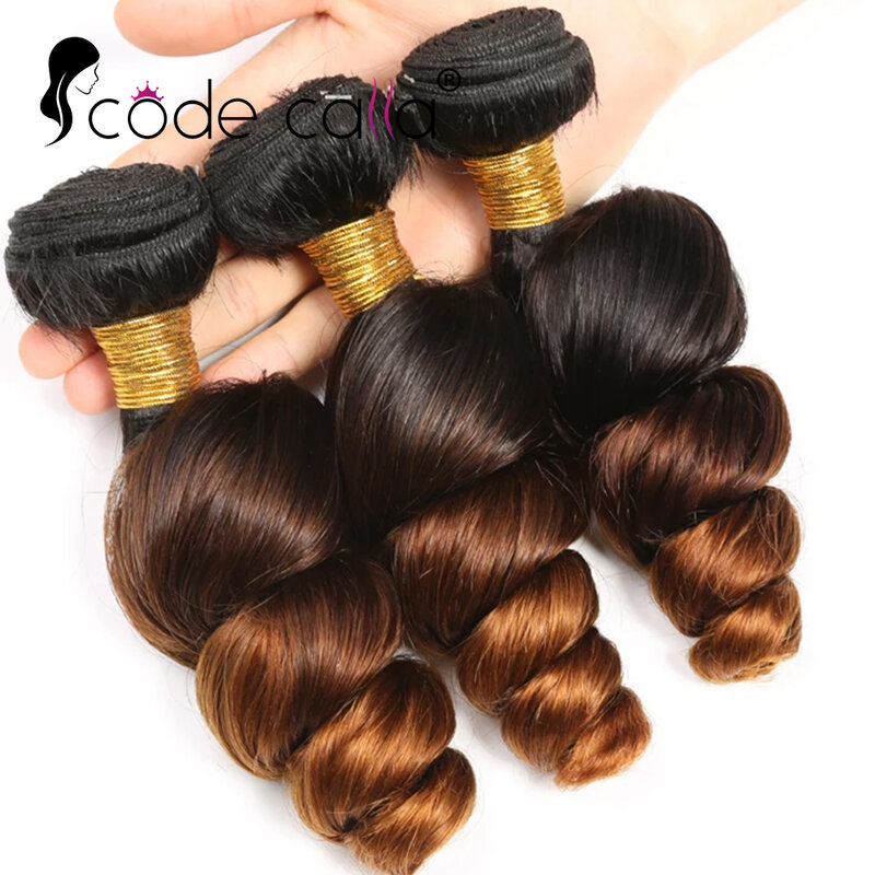 Mechones de cabello ondulado brasileño marrón, extensiones de cabello humano virgen Remy de 26 pulgadas, 1, 3 y 4 mechones, sin procesar