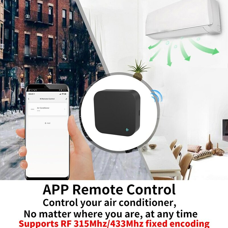 Control remoto Tuya WiFi RF IR, 433MHz/315MHz para casa inteligente a través de SmartLife para aire acondicionado, todos los televisores, compatible con Alexa y Google Home