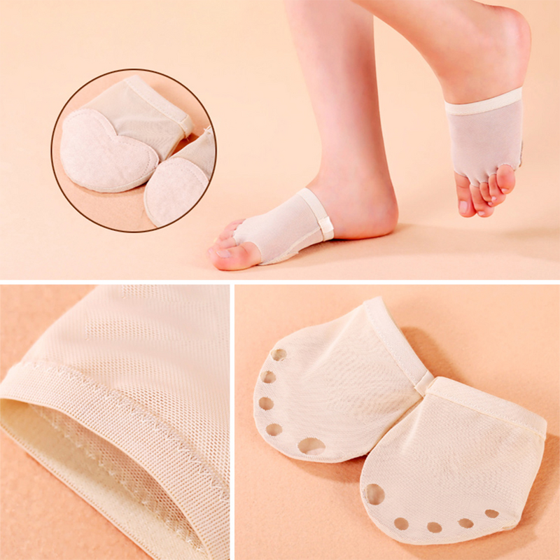 1 Pair of Ballet Forefoot Cushion 5 Holes Elastic Half Sole - Size S