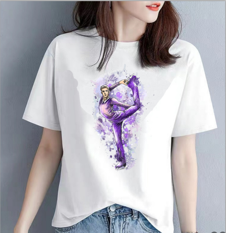 T-shirt à manches courtes imprimé Ice AqPrint pour femme, chemisier Harajuku, interconnexion, sport, fitness, yoga, chaud