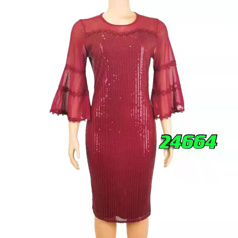 Sexy Mesh Splicing Sequin Dress Casual Dress European and American Women's New Explosive ML101Q33
