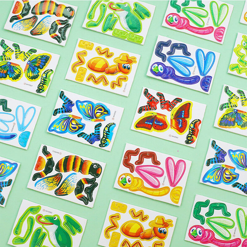 10 Pc/pack 3D Serangga teka-teki DIY dinosaurus tangki buatan tangan Puzzle mainan anak TK hadiah hadiah anak-anak