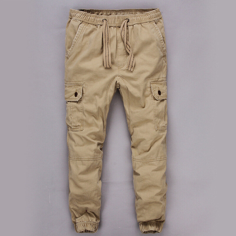 Alta qualidade calças de moda ao ar livre dos homens tático camo carga calças soltas multi-bolso primavera/outono calças casuais jogger calças