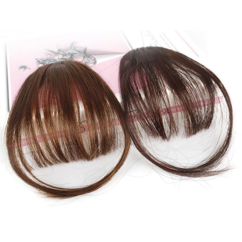 Bangs Wing Clip Hair Extension Soft Natural Straight Anti-slip Reusable Dark Brown Wispy Bangs Fringe Women Dress-up Hairpieces