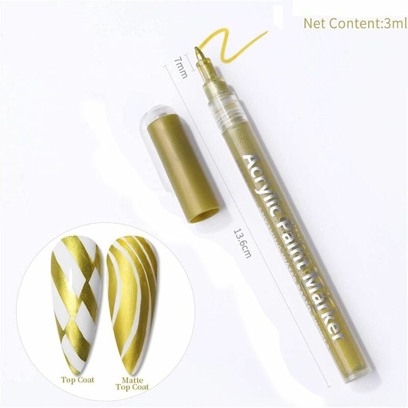 Quick Dry caneta esmalte colorido, caneta de desenho, impermeável, linhas duradouras, pintura de DIY, 3ml