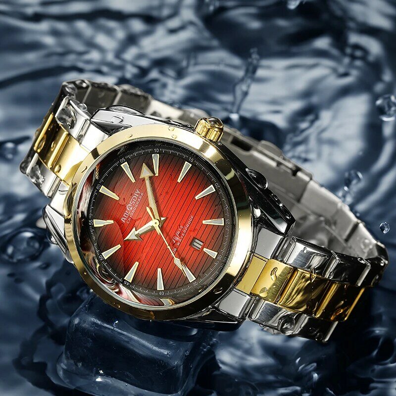 Mens Watches Stainless Steel Belt Quartz Wrist Watch Man Business Watch Calendar Date Luminous Male Casual Bracelet Clock