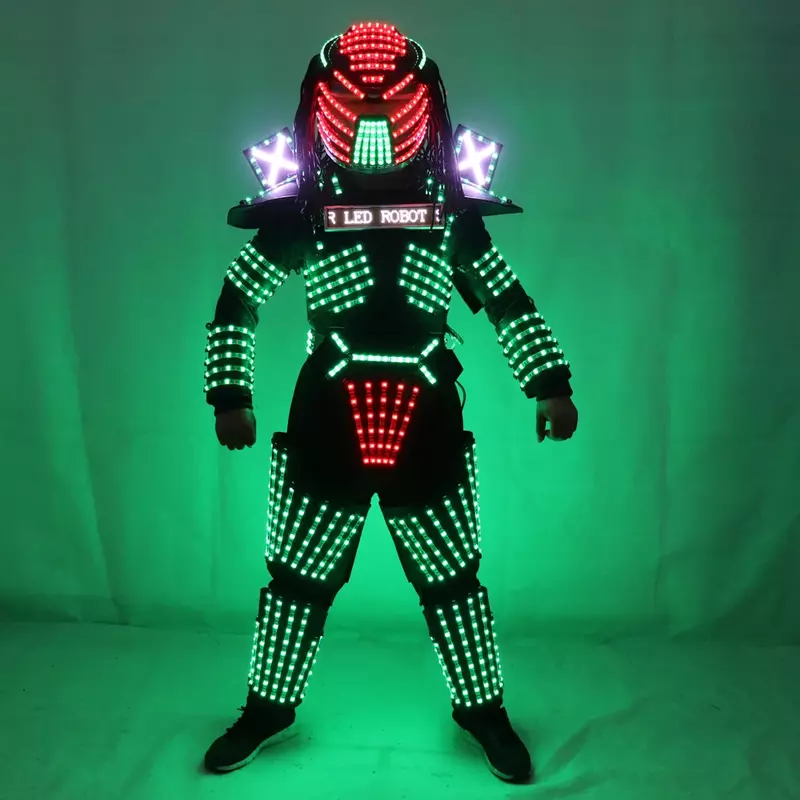 Pakaian kostum Robot LED, gaun pertunjukan pertunjukan tari panggung bercahaya lampu LED untuk Kelab Malam