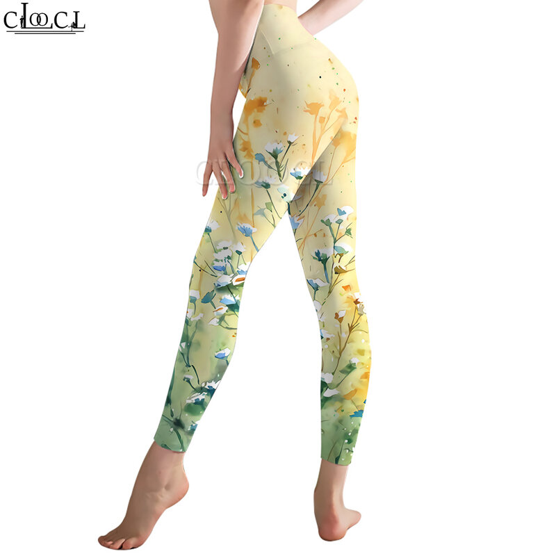 CLOOCL-mallas deportivas para mujer, pantalones con estampado 3D de pintura al óleo, elásticos, de cintura alta, moldeadores de ejercicio