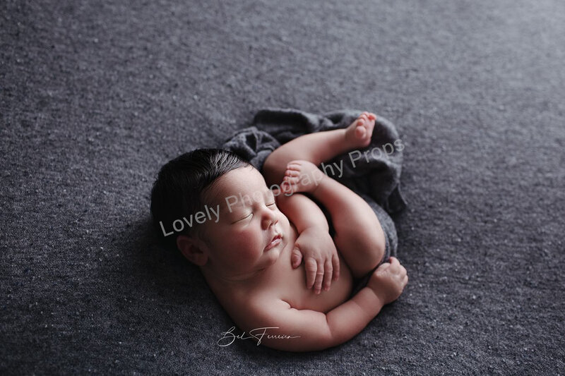 Ensemble de couverture de toile de fond de photographie pour nouveau-né, pull tricoté gris, accessoires de studio