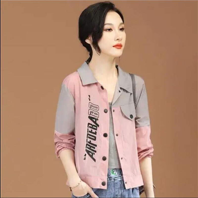2023 New Summer Thin Jacket Fashion Women's Sun Protection Clothing Polo Collar Breathable Casual Female Print Shirt Outerwear
