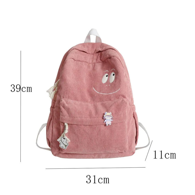 Mochila de pana personalizada para mujer, mochila sencilla para estudiantes, mochila escolar bordada con nombre