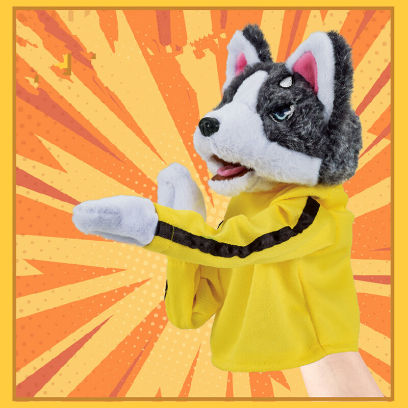 Mainan lucu Boxer anjing Husky mewah mainan elektrik akan membuat suara dan bertarung Ggainst figur permainan mainan Prank