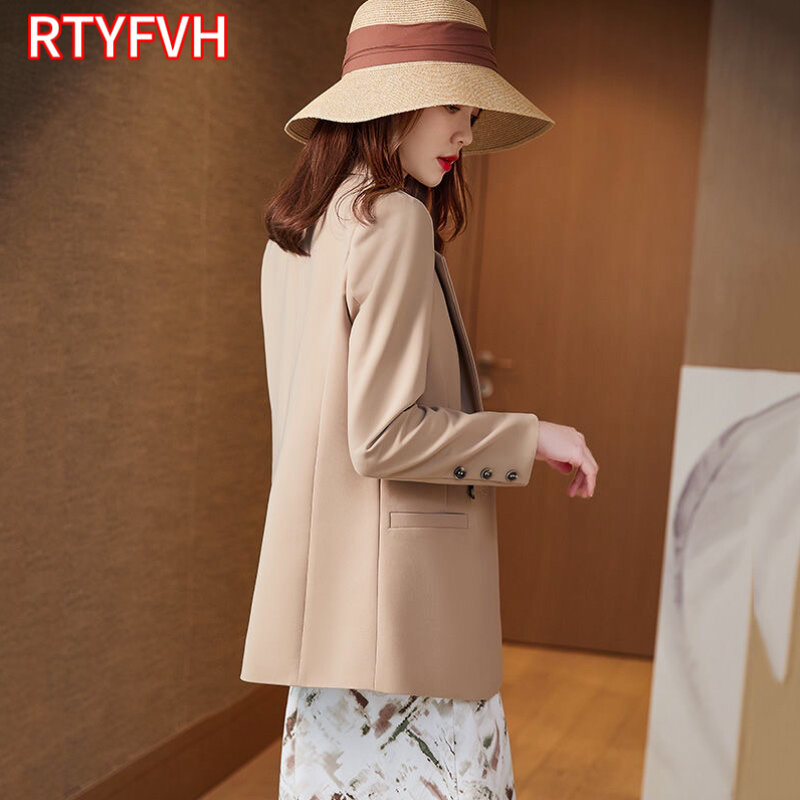 Women Coat Spring Autumn Khaki Suit 2024 New Fashion Korean Long Sleeve Blazers Woman Jacket Casual Office Ladies Blazer Tops