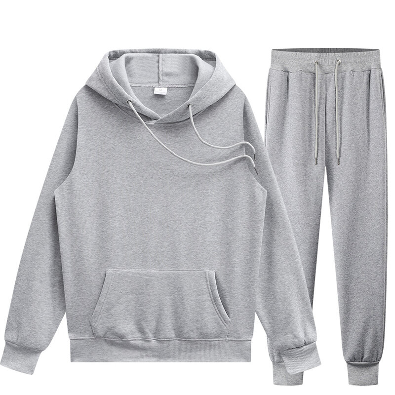 New Fashion Men's Sweater Pants Hoodie Easy Two Piece 2023 Casual Couple Solid Sportswear Women's Campus Style Sweater Set