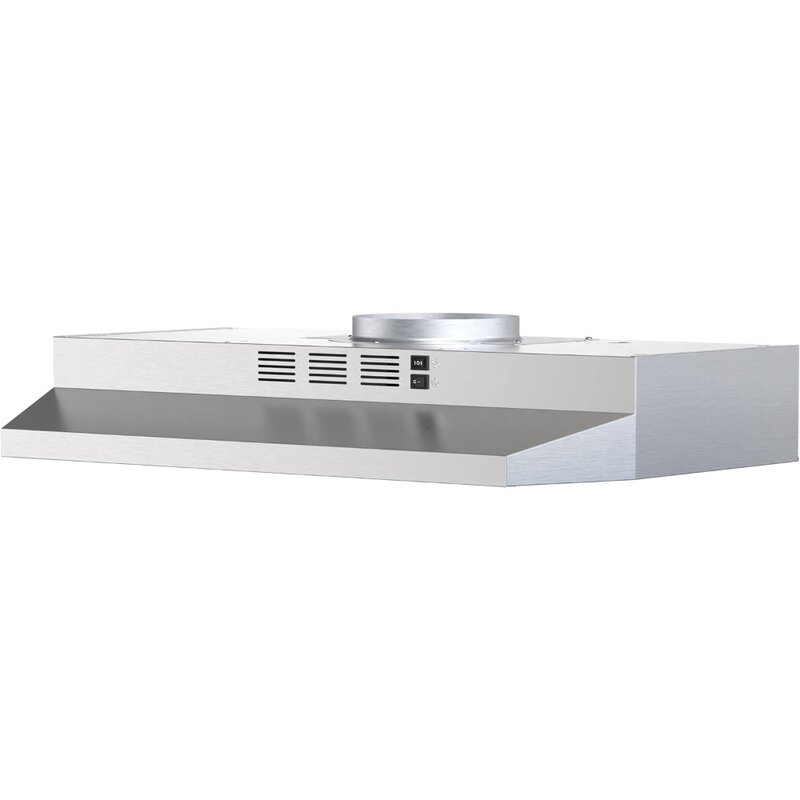 Range Hood Under Cabinet, Ducted/Ductless Convertible Stainless Steel Kitchen Range Hood with Rocker Button Control
