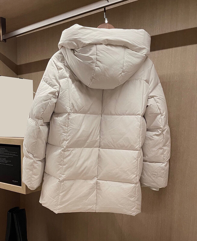 Abrigo de plumón de pato para mujer, chaqueta gruesa de manga larga con capucha y cremallera, estilo informal, invierno, 2022