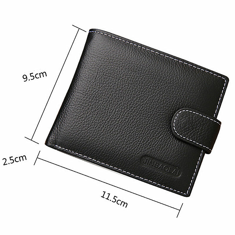 JINBAOLAI Leather Men Wallets Cow Leather Solid Sample Style Zipper Purse Man Card Horders Famous Brand High Quality Male Wallet
