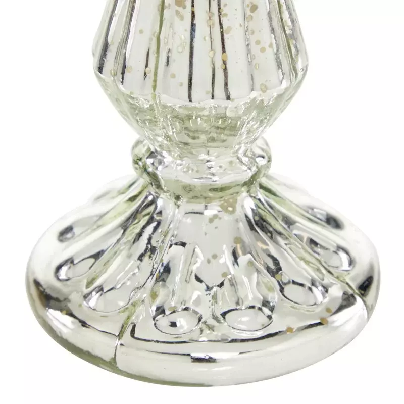 Decmode Silber glas hand gefertigte Hurrikan-Lampe im gedrehten Stil mit Quecksilber imitat