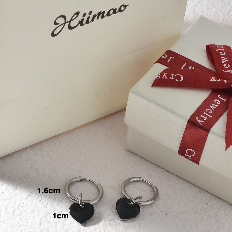 HIIMAO 스테인레스 스틸 피치 하트 귀걸이, 여성용 쥬얼리 선물, HME0013