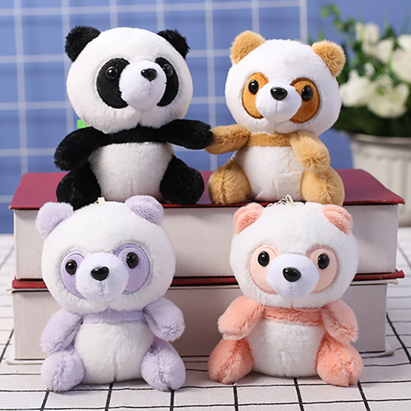 12cm nowa kreskówka kreatywne kolorowe małe Panda pluszowa zabawki Kawaii słodkie wypchane pluszowe brelok wisząca laleczka torba dla dzieci wiszący prezent